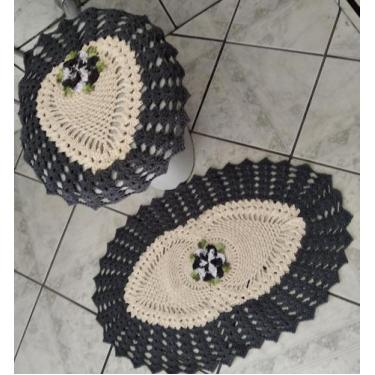 Imagem de Jogo de banheiro de crochê modelo coração com 2 peças - Tomazinis, Cin