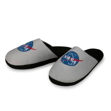 Imagem de Pantufas Chinelo Cinza Nasa Com Solado De Borracha Antiderrapante Adul