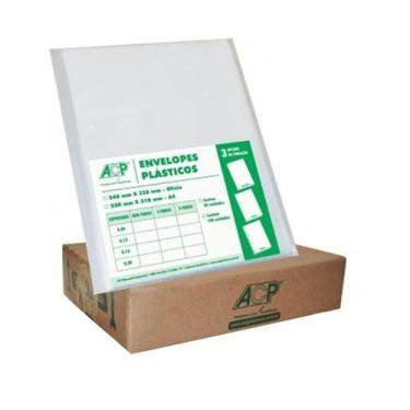 Imagem de Kit 5 Pct Com 100 Envelopes Plásticos Ofício Sem Furos 012mm Acp