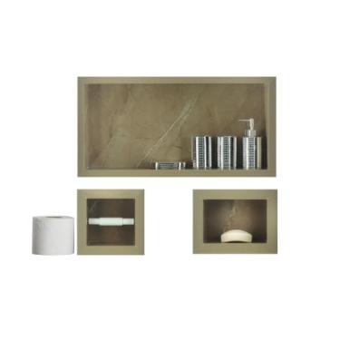 Imagem de Nicho Para Banheiro Em Porcelanato Polido Porta Shampoo/ Saboneteira  