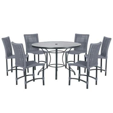 Imagem de Mesa Ascoli 120 Cm com 6 Cadeiras Cannes de Alumínio, Pintura Preta e 