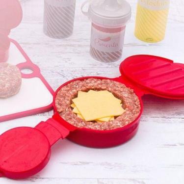 Imagem de Forma Molde Prensa Para Fazer Hamburguer Recheado Caseiro Cor Vermelho