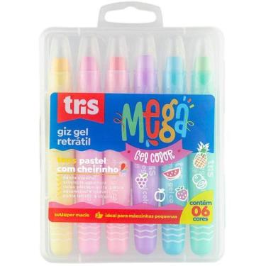 Imagem de Giz de Cera Gizão Retrátil GEL TRIS 6 TONS Pastel - Summit