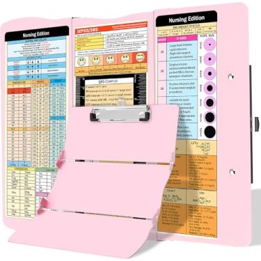 Imagem de Trustnice Prancheta De Enfermagem Prancheta Dobrável Edição De Enfermagem Folhas De Dicas, Alumínio 3 Camadas Prancheta De Enfermeira Tamanho De Bolso Dobrável Perfil Clipe Prancheta De Enfermeira Bl