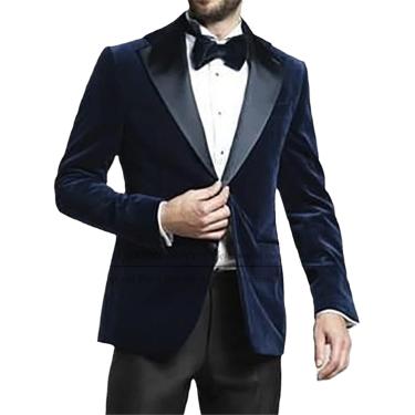 Imagem de Blazer masculino de casamento, azul marinho, terno de cavalheiro, botões dourados, casual, slim fit, casaco de negócios duplo, veludo marinho, m