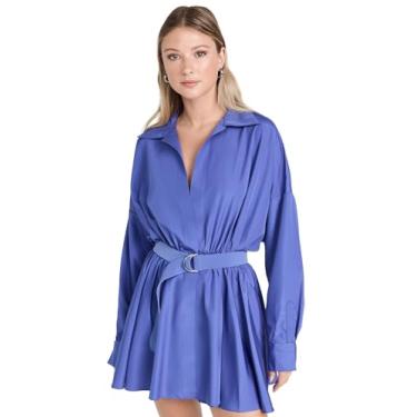 Imagem de Norma Kamali Minivestido feminino rodado superdimensionado, Azul militar, G