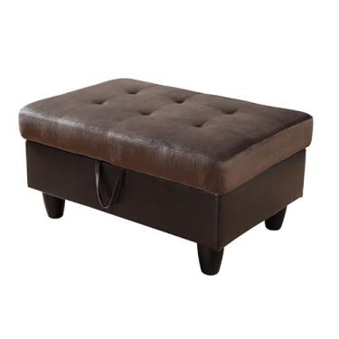 Imagem de Uneeruiqy Flanela marrom escuro e armazenamento de PVC sofá otomano sala de estar para escritório em casa quarto sala de estar, sofá forte capacidade de carga sofá pequeno sofá