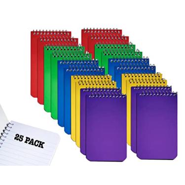 Imagem de Cadernos de notas, blocos de notas espirais superiores com aro 7,6 x 12,7 cm, papel pautado universitário, caderno de bolso, blocos de notas para acessórios de escritório em casa, mini blocos de notas - 9 x 5 polegadas - cores sortidas, 50 folhas - pacote com 25