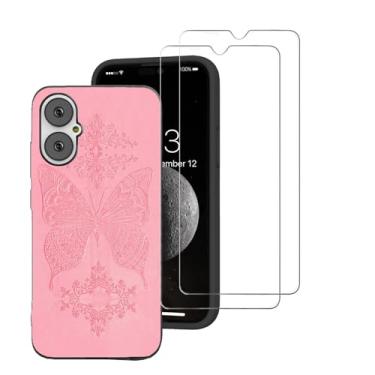 Imagem de DAMONDY Capa de telefone compatível com BLU G64 com 2 protetores de tela, BLU G64, capa de telefone borboleta de flor para mulheres e meninas, capa de corpo inteiro à prova de choque de TPU macio