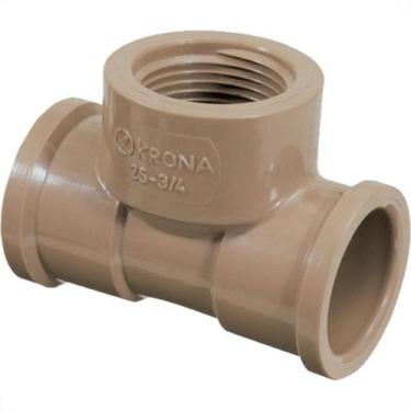 Imagem de Tee Marrom Krona Liso Liso Rosca 20Mm X 1/2'' 493 - Kit C/20