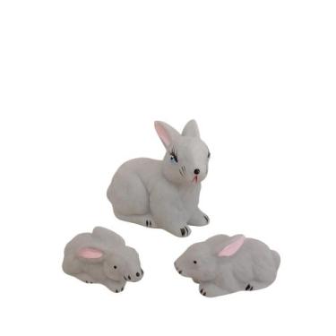 Imagem de Trio de Coelhos Lebre de porcelana miniaturas enfeite - R&S