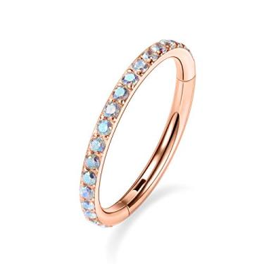 Imagem de AROWRO Anel de argola articulado CZ 20G 18G 16G 5/6/7/8/9/10/12mm opala aço cirúrgico conch daith Rook cartilagem tragus hélice brincos anel de septo piercing de nariz jóias, metal, outro