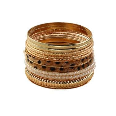 Imagem de Camadas Bohemica Conjunto de pulseiras empilháveis casamento indiano multi texturizadas pérolas pérolas pulseira pulseira de ouro moda simples algemas pulseira para mulheres joias, Níquel, Sem pedras preciosas