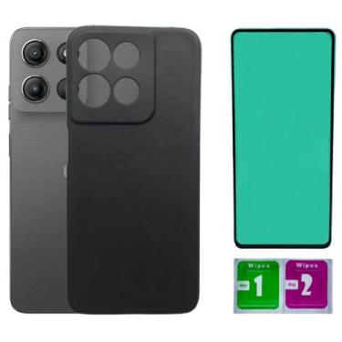 Imagem de Kit Capa Aveludada Preta Para Moto G15 + Película Ceramica - Mustangsh