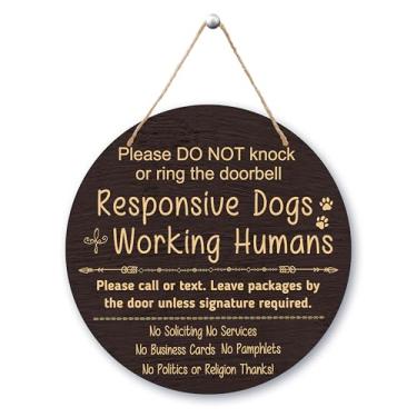 Imagem de No Soliciting Sign For House, Do Not Knock Or Ring Doorbell Placa de madeira para porta da frente, placa de pendurar com corda, quarto de bebê, casa de fazenda, quarto de bebê, decoração suspensa