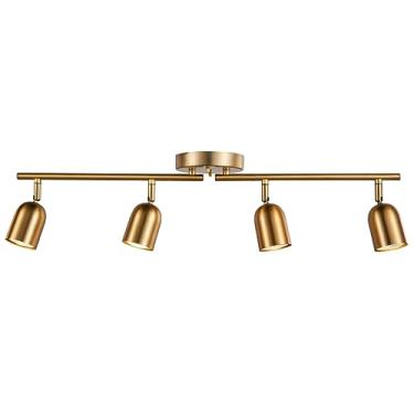 Imagem de CRAFTRONOS Kit De Iluminação De Trilho De 4 Luzes, Acabamento Em Latão Fosco, Flexível E Ajustável Com Holofote De Teto Moderno Embutido Para Cozinha, Sala De Estar, Casa De Fazenda, Reforma Residen