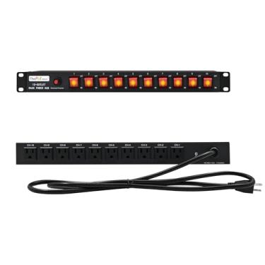 Imagem de ThePoEstore Régua De Energia Para Montagem Em Rack De 10 Tomadas 1U - Protetor Contra Surtos, Totalmente Em Metal Com Proteção De Nível De Rede, Possui 10 Interruptores Frontais Com Luz Led - Ideal