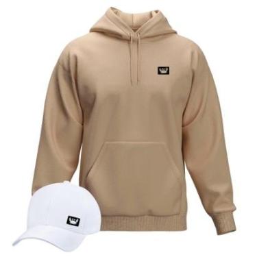 Imagem de Moletom Modelo Canguru Com Capuz + Boné Aba Curva Masculino e Feminino Estilo Relaxado-Masculino