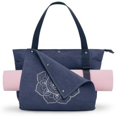 Imagem de Bolsa de ioga Gonex Yoga Gym Sacola com vários bolsos azul
