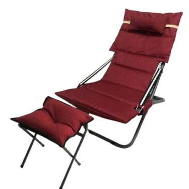 Imagem de XINCHANG Cadeira de descanso dobrável ajustável com tecido de alta densidade - perfeita para casa, escritório e relaxamento ao ar livre ([Atualização vermelha] com travesseiro + pedal)