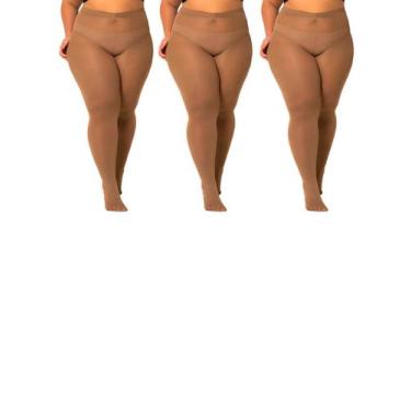 Imagem de Kit com 3 Meias Calças Fio 80 Opaca Trifil 6100 Plus Size, Bege, 1XG