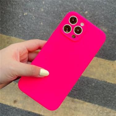 Imagem de Capa de silicone líquido neon para iPhone 11 12 13 14 15 16 Pro Max 7 8 Plus Xs Max X capa fluorescente, rosa N, para iPhone 16