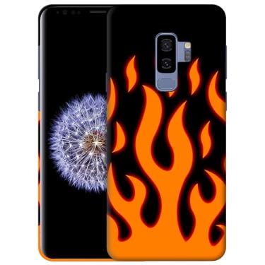 Imagem de GlamCase Capa para Samsung Galaxy S9 Plus, Galaxy S9 Plus - Design de chamas laranja brilhante impresso fino e elegante capa protetora de plástico rígido para Samsung S9 +