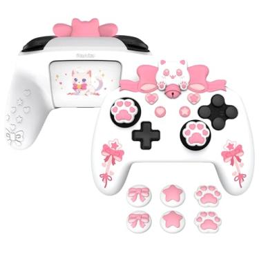 Imagem de PlayVital Capa de silicone Sweetheart Kitty compatível com controle Nintendo Switch Pro Kawaii, capa antiderrapante para controle Switch Pro e capa protetora de silicone - branca