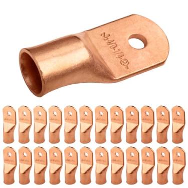 Imagem de Selterm 4/0 AWG 0,63 cm (25 peças), parafusos de fio resistentes UL, extremidades do cabo da bateria, ilhós de cobre nu, conectores de terminal de anel tubular [B115]