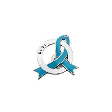Imagem de CENWA PCOS Gift Polycystic Ovary Syndrome Gift Teal Awareness PCOS Ribbon Pin PCOS Awareness Jewelry, Metal, aço inoxidável,