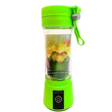 Imagem de Mini Liquidificador de 380 ml Verde Portátil Para Mixer, Shake e Suco Recarregável Compacto Bivolt Útil eletro