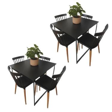 Imagem de Kit 2 Mesa de Cozinha Branca  Design Industrial para 4 Pessoas, Perfei
