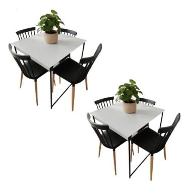 Imagem de Kit 2 Mesa de Cozinha Branca  Design Industrial para 4 Pessoas, Perfei