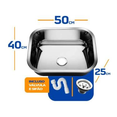 Imagem de Cuba As Pia Inox Industrial Lavanderia Aço 304 50x40x25