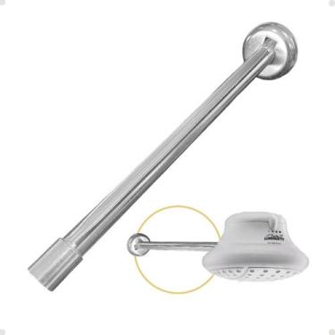 Imagem de Cano Braço Chuveiro Ducha 40cm Metal Alumínio Polido Parede - Genérica
