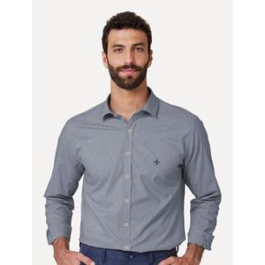 Imagem de Camisa Dudalina Masculina Slim Lisa Azul Marinho Mescla-Masculino