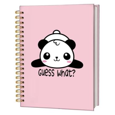 Imagem de FLVGE Caderno de panda, presentes para amantes de panda, presentes de panda para meninas, caderno engraçado Adivinhe qual caderno encadernado em espiral para escolas, salas de aula, caderno espiral de