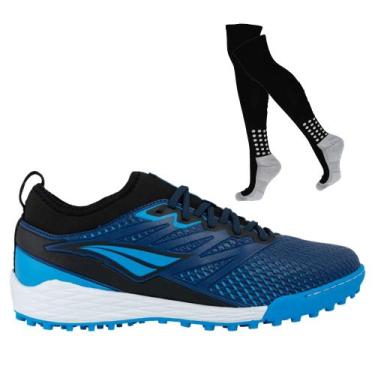 Imagem de Kit Chuteira Society Penalty Se7E Locker Y-2 e Meião, 41, Marinho, Pre