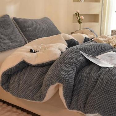 Imagem de Conjunto de edredom LlanCl 3D Jacquard Design King Size Cinza