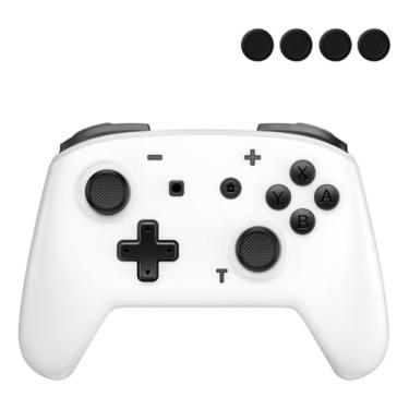 Imagem de Controle Switch Sem Fio, Controlador de Jogo Adequado para Windows, iOS, MacOS e Android, Controlador de Jogo com Joystick Efeito Hall Para Switch (Branco)