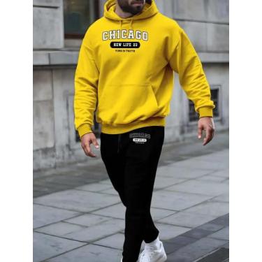 Imagem de Conjunto Calça Academia Jogger Moletom  Blusa Masculino Feminino com C