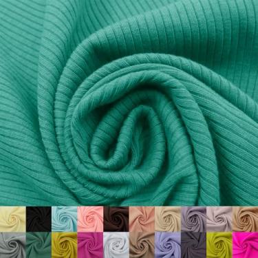 Imagem de Stylish FABRIC Tecido de malha canelada 134,6 cm de largura 4x2 da The Yard – Mistura de poliéster rayon elastano – 370 g/m2 – pesado, vestidos elásticos em 4 vias, leggings, loungewear e artesanato