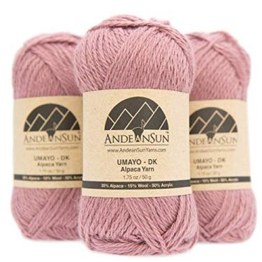 Imagem de [Conjunto de 3 novelos pequenos e lindos] Mistura de fios de alpaca [Umayo] [DK] #3 (150 g no total) Adorável e macio para desfrutar de tricô - Crochê - Tecelagem [malva rosa]