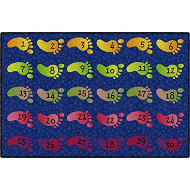 Imagem de Flagship Carpets Tapete educativo com números de arco-íris para sala de aula ou área de aprendizagem educacional em casa, sala de jogos, tapete para quarto de crianças, 10 x 15 cm, azul/multicolorido