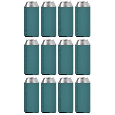 Imagem de TahoeBay 6 Slim Can Sleeves - Coolers de cerveja de neoprene em branco - Compatível com RedBull de 340 ml, Michelob Ultra, Seltzer de garra branca, Teal, 12oz, 12