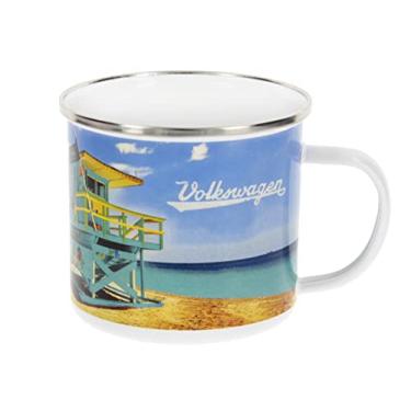 Imagem de BRISA Coleção VW - Volkswagen Samba Bus T1 Camper Van Caneca de Café Esmaltada, Xícara de Chá para Cozinha, Garagem, Escritório - Equipamento de Campismo/Ideia de Presente/Lembrança (Design: Esmalte/Vida na Praia)