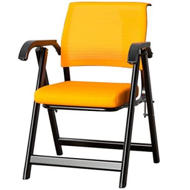 Imagem de Cadeira dobrável cadeiras dobráveis com braços cadeira de conferência confortável para escritório, cadeira de computador de malha respirável, cadeira única de lazer dobrável, para treinamento (cor