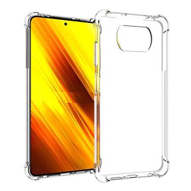Imagem de USTIYA Capa para Xiaomi Poco X3 / X3 Pro / X3 NFC Uso Resistente, Bumper Absorção Choques em TPU Transparente Protector Câmera Espessamento nas Quatro Pontas da Carcasa