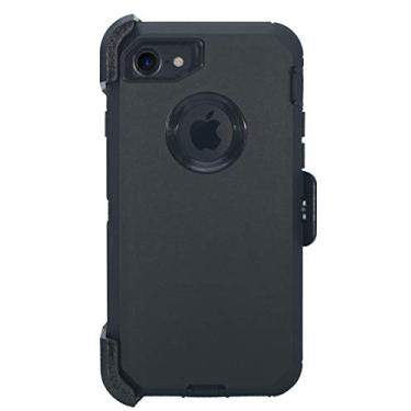 Imagem de Capa com clipe de cinto para iPhone SE 3ª e 2ª geração 2020-2022 / iPhone 8 / iPhone 7 (4,7 polegadas) Capa protetora 2 em 1 com protetor de tela e coldre e clipe/à prova de choque e queda – preta