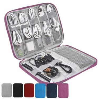 Imagem de Estojo de viagem bolsa de transporte organizador de acessórios eletrônicos portátil à prova d'água bolsa de armazenamento multifuncional para carregador portátil cabo USB cabos de mouse carregador